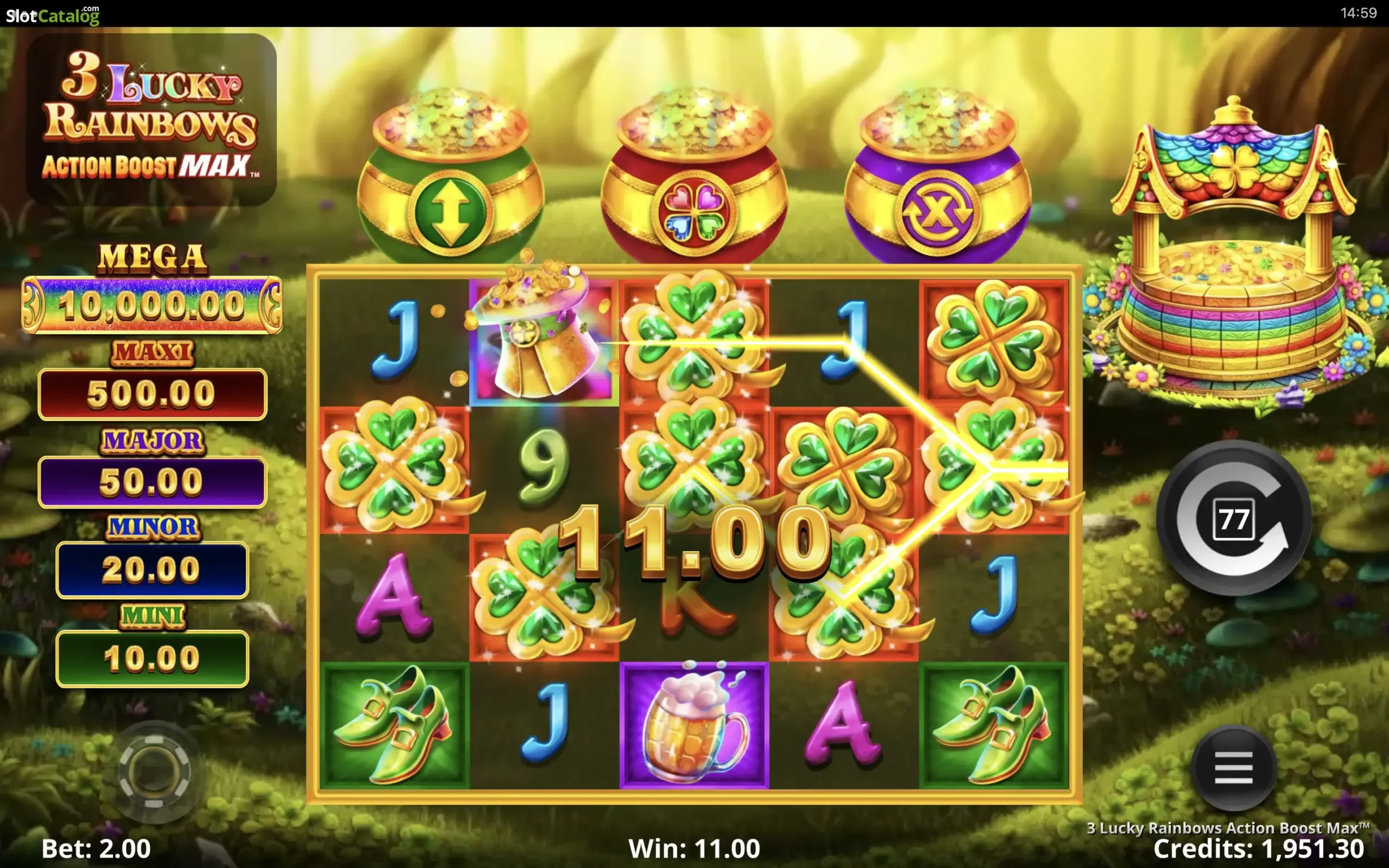 bônus 3 Lucky Rainbows Action Boost